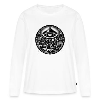 Technologie de l’œil - T-shirt manches longues Premium bio Femme - blanc - Devant - Julia (174cm)