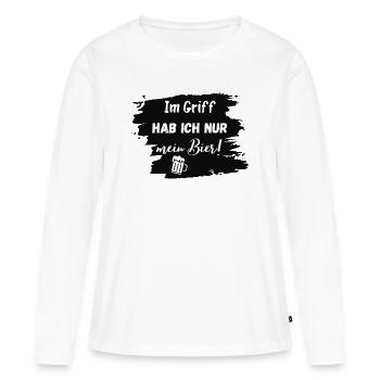Im Griff hab ich nur mein Bier! - Frauen Premium Bio Langarmshirt - Weiß - Vorne - Julia (174cm)