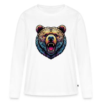 Ours féroce en colère - T-shirt manches longues Premium bio Femme - blanc - Devant - Julia (174cm)