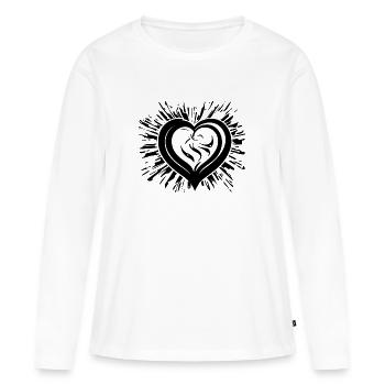 Geschwungenes Herz mit Strahlen - Frauen Premium Bio Langarmshirt - Weiß - Vorne - Julia (174cm)