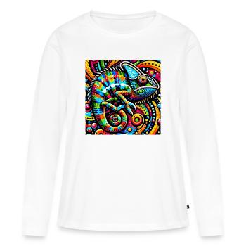 Chamäleon Pop Art - Frauen Premium Bio Langarmshirt - Weiß - Vorne - Julia (174cm)