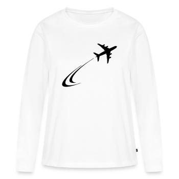 L’avion s’envole - T-shirt manches longues Premium bio Femme - blanc - Devant - Julia (174cm)