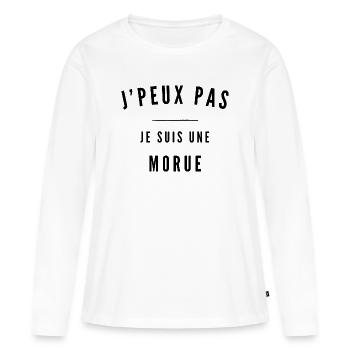 Traînée de Pinceau Nocturne - T-shirt manches longues Premium bio Femme - blanc - Devant - Julia (174cm)