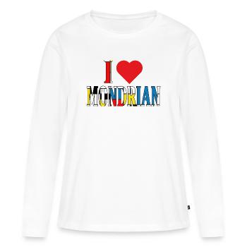 t-shirt I love Mondrian t-shirt idée cadeau - T-shirt manches longues Premium bio Femme - blanc - Devant - Julia (174cm)