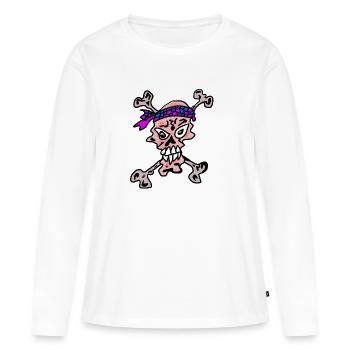 Totenkopf Bandana Muster - Frauen Premium Bio Langarmshirt - Weiß - Vorne - Julia (174cm)