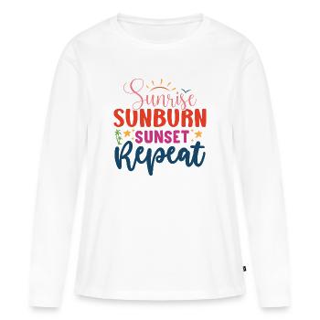 Lever du soleil, coup de soleil, coucher du soleil Répéter - T-shirt manches longues Premium bio Femme - blanc - Devant - Julia (174cm)