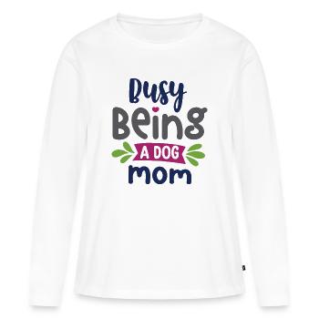 Occupée à être une maman de chien - T-shirt manches longues Premium bio Femme - blanc - Devant - Julia (174cm)