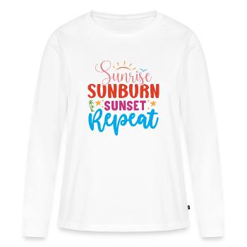 Lever du soleil, coup de soleil, coucher du soleil Répéter - T-shirt manches longues Premium bio Femme - blanc - Devant - Julia (174cm)