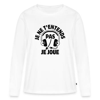 jeux vidéo, console de jeux, gamer, geek - T-shirt manches longues Premium bio Femme - blanc - Devant - Julia (174cm)
