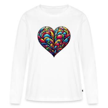 Coeur coloré - T-shirt manches longues Premium bio Femme - blanc - Devant - Julia (174cm)