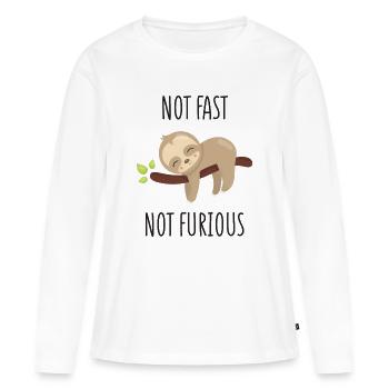 Pas rapide, pas furieux - T-shirt manches longues Premium bio Femme - blanc - Devant - Julia (174cm)
