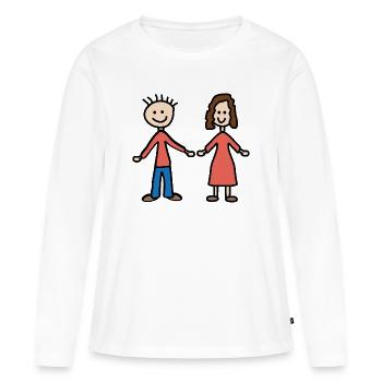 Couple - T-shirt manches longues Premium bio Femme - blanc - Devant - Julia (174cm)