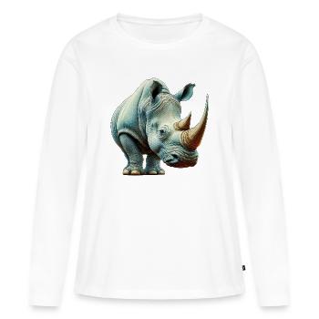 Rhinoceros - Women's Premium Organic Long Sleeve Shirt - white - Front - Julia (174cm)