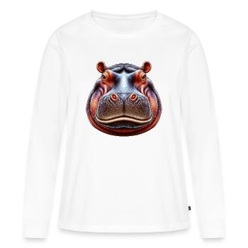 Hippopotamus - Women's Premium Organic Long Sleeve Shirt - white - Front - Julia (174cm)