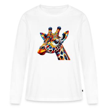 Girafe colorée et peinte comme Arlequin - T-shirt manches longues Premium bio Femme - blanc - Devant - Julia (174cm)