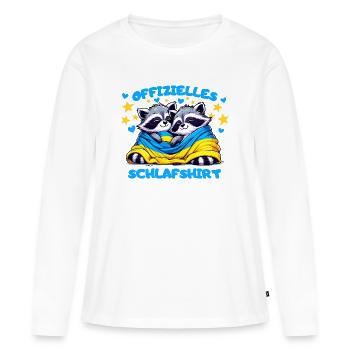 Votre chemise de nuit câline avec un cœur pour l’Ukraine - T-shirt manches longues Premium bio Femme - blanc - Devant - Julia (174cm)