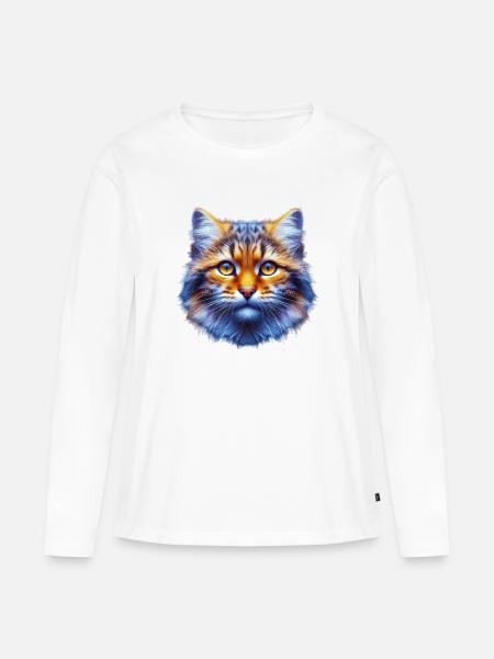 Katze - Frauen Premium Bio Langarmshirt - Weiß