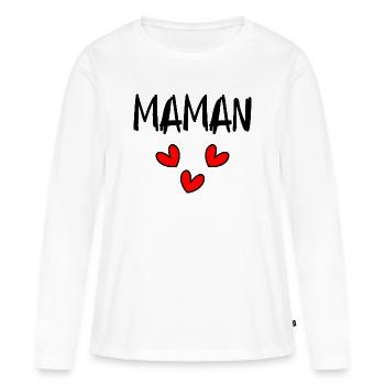 MAMAN - T-shirt manches longues Premium bio Femme - blanc - Devant - Julia (174cm)
