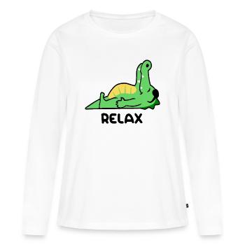 Crocodile relax - T-shirt manches longues Premium bio Femme - blanc - Devant - Julia (174cm)