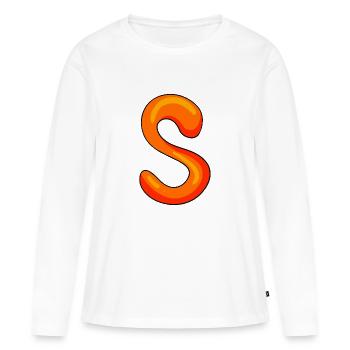 Lettre S Lettre initiale - T-shirt manches longues Premium bio Femme - blanc - Devant - Julia (174cm)