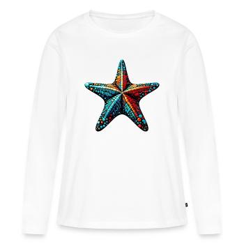 Étoile de mer - T-shirt manches longues Premium bio Femme - blanc - Devant - Julia (174cm)