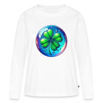 Trèfle à quatre feuilles - T-shirt manches longues Premium bio Femme - blanc - Devant - Julia (174cm)
