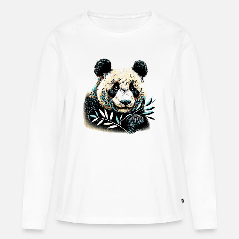 Panda - Frauen Premium Bio Langarmshirt - Weiß