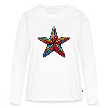 Étoile de mer - T-shirt manches longues Premium bio Femme - blanc - Devant - Julia (174cm)