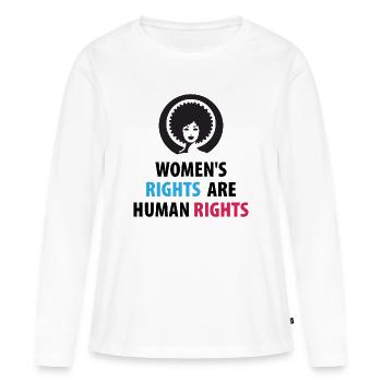 Les droits des femmes sont des droits humains - T-shirt manches longues Premium bio Femme - blanc - Devant - Julia (174cm)