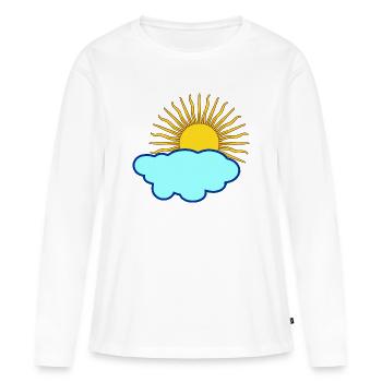 Soleil derrière les nuages - T-shirt manches longues Premium bio Femme - blanc - Devant - Julia (174cm)