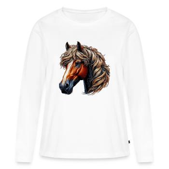 Cheval - T-shirt manches longues Premium bio Femme - blanc - Devant - Julia (174cm)