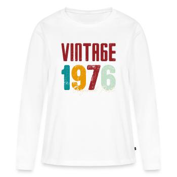 Jahrgang 1976 Originalteil - Frauen Premium Bio Langarmshirt - Weiß - Vorne - Julia (174cm)