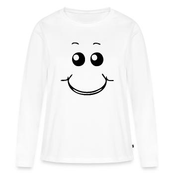 Visage souriant - T-shirt manches longues Premium bio Femme - blanc - Devant - Julia (174cm)