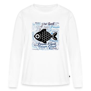 APRIL FOOL - Women's Premium Organic Long Sleeve Shirt - white - Front - Julia (174cm)