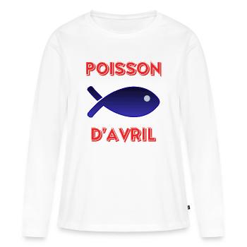 APRIL FOOL - Women's Premium Organic Long Sleeve Shirt - white - Front - Julia (174cm)