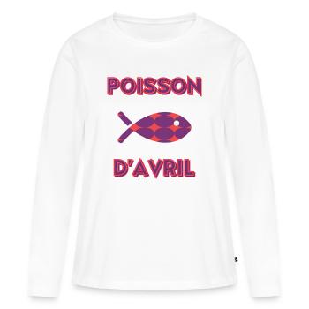 APRIL FOOL - Women's Premium Organic Long Sleeve Shirt - white - Front - Julia (174cm)