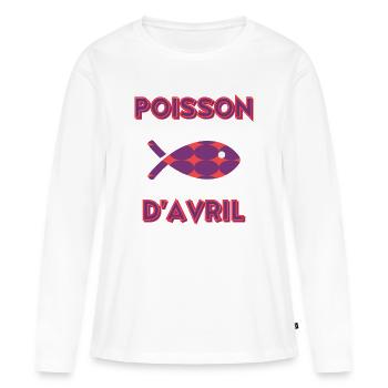 APRIL FOOL - Women's Premium Organic Long Sleeve Shirt - white - Front - Julia (174cm)