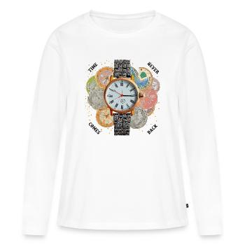 Le temps ne revient jamais. - T-shirt manches longues Premium bio Femme - blanc - Devant - Julia (174cm)
