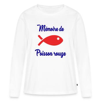 MEMOIRE DE POISSON ROUGE - T-shirt manches longues Premium bio Femme - blanc - Devant - Julia (174cm)