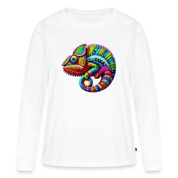 Caméléon - T-shirt manches longues Premium bio Femme - blanc - Devant - Julia (174cm)