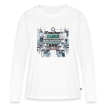Teacher Teacher Money and Fame Gift - Women's Premium Organic Long Sleeve Shirt - white - Front - Julia (174cm)