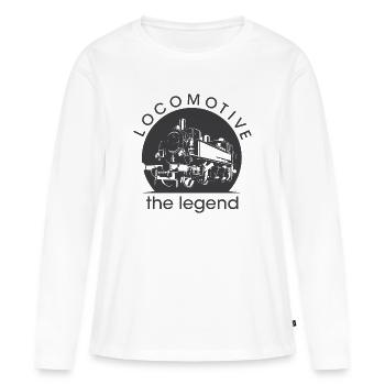 alte Lok Zug Bahn Sächsiche Bahn Symbol Logo - Frauen Premium Bio Langarmshirt - Weiß - Vorne - Julia (174cm)