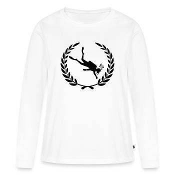 Plongeur sous l’eau dans une couronne de laurier - T-shirt manches longues Premium bio Femme - blanc - Devant - Julia (174cm)