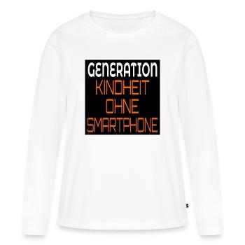 GENERATION KINDHEIT OHNE SMARTPHONE - Frauen Premium Bio Langarmshirt - Weiß - Vorne - Julia (174cm)