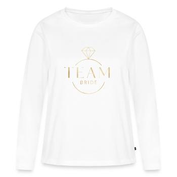Team Bride Diamant-Ring personalisierbar - Frauen Premium Bio Langarmshirt - Weiß - Vorne - Julia (174cm)