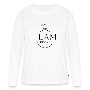 Team Braut! Diamant-Ring personalisierbar - Frauen Premium Bio Langarmshirt - Weiß - Vorne - Julia (174cm)