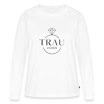 Trauzeugin! Diamant-Ring personalisierbar - Frauen Premium Bio Langarmshirt - Weiß - Vorne - Julia (174cm)