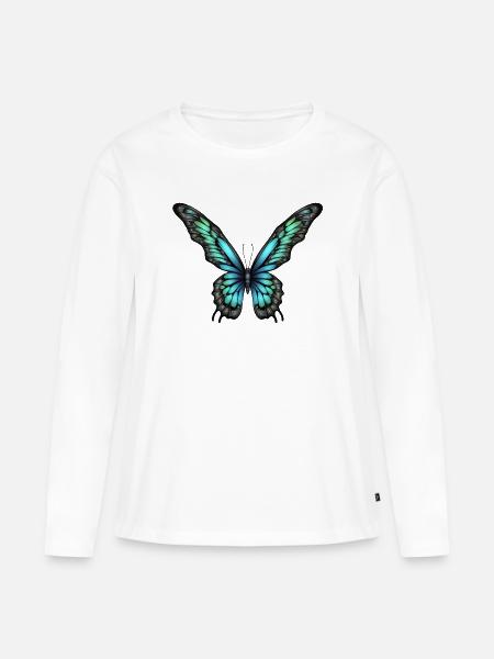 Leuchtende Schmetterlingselfe - Frauen Premium Bio Langarmshirt - Weiß