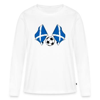 Deux drapeaux écossais avec un ballon de football écossais - T-shirt manches longues Premium bio Femme - blanc - Devant - Julia (174cm)