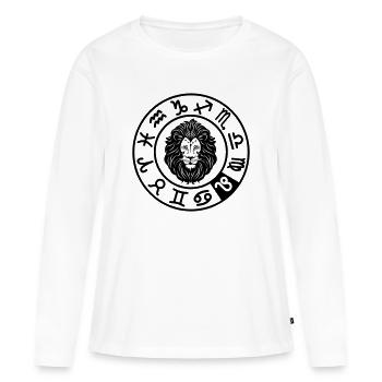 Signe du zodiaque Lion dans le cercle des douze signes - T-shirt manches longues Premium bio Femme - blanc - Devant - Julia (174cm)